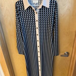 Navy and Cream Patterned Dress